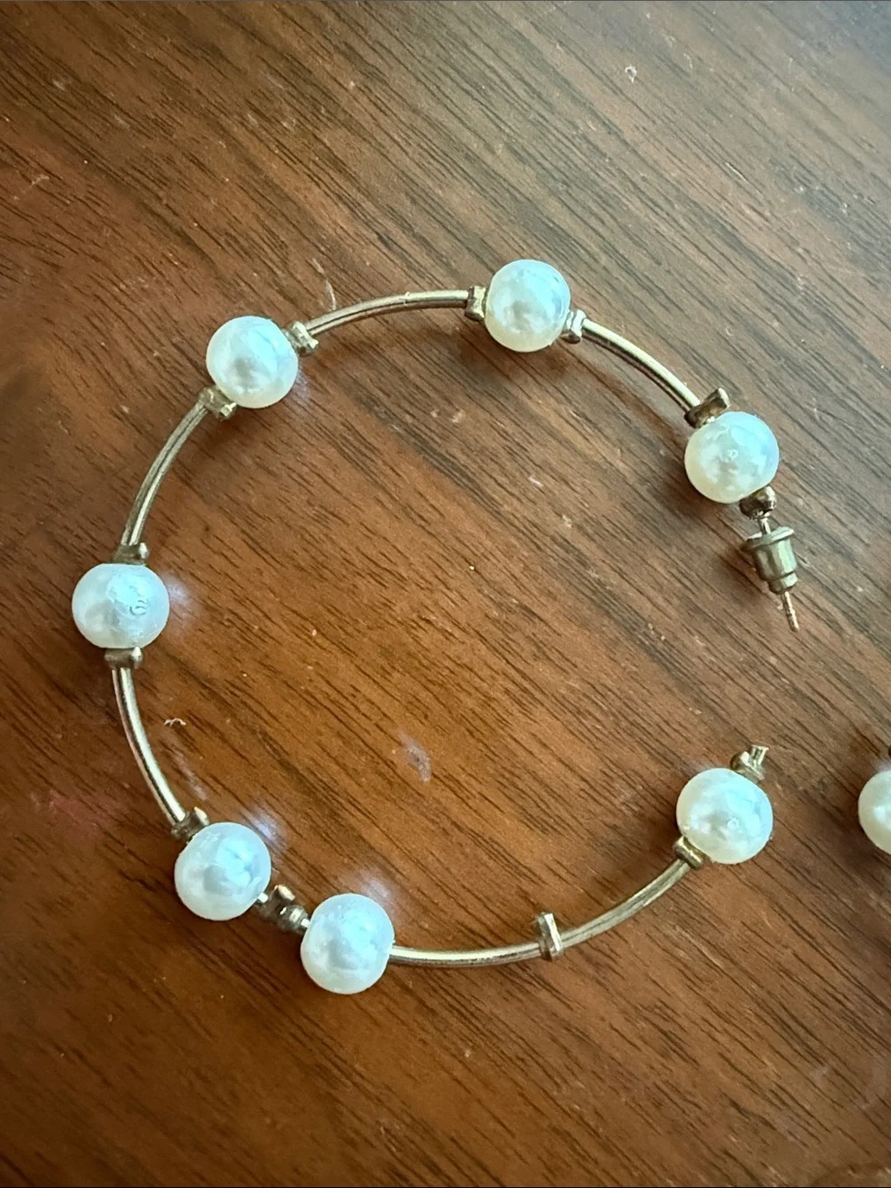 Gold-Tone Pearl Hoop Earrings - Women Jewelry